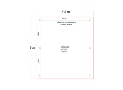 Dimensions des ossatures bois à toit plat avec pignon de 5,50 m